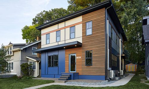 Exterior cladding on mid-century style home